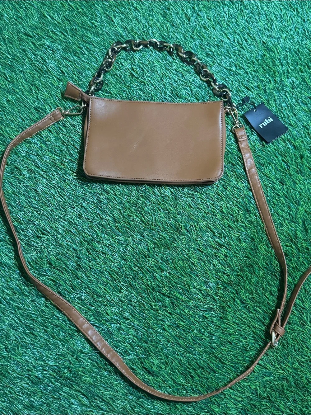 NWT Rubi Cotton On Beans Convertible Crossbody Bag Brown Chain Purse - See Note